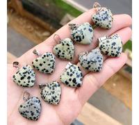 Lot de 10 pendentifs en Forme de cœur en Pierre précieuse mouchetée pour amulette de guérison Reiki Chakra - par défaut