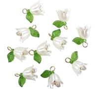 Lot de 10 pendentifs en forme d'orchidée blanche, perles en forme de fleur, perles d'espacement pour la fabrication de bijoux, fournitures de projets artistiques