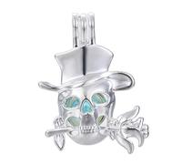 Lot de 10 pendentifs médaillon en forme de cage à perles, diffuseur d'huiles essentielles, fabrication de bijoux, loisirs créatifs, diffuseur d'aromathérapie, cadeau pour femmes et filles (tête de mort rose)