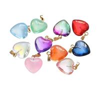 Lot de 10 pendentifs multifonctionnels en acrylique en forme de cœur - Convient pour la conception de colliers - Breloque en forme de cœur innocent, TAILLE UNIQUE, Comme décrit, Produit conforme à la