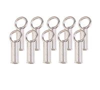 Lot de 10 perles à écraser en forme de tube en argent sterling 925 blanc doré