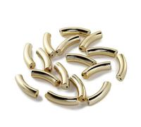 Lot de 10 perles colorées en tube courbé en acrylique pour fabrication de bijoux, pendentifs, bracelets, accessoires, doré, 10 pièces