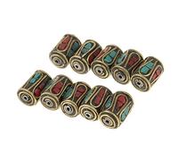 Lot de 10 perles cylindriques ovales en cuivre, Népal et Tibet (laiton) pour projets de bricolage, type 1