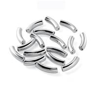 Lot de 10 perles en acrylique 10 x 33 mm, tube incurvé multicolore, perles d'espacement amples pour colliers, bracelets, accessoires de fabrication de bijoux à faire soi-même, argent