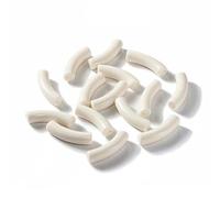 Lot de 10 perles en acrylique 10 x 33 mm, tube incurvé multicolore, perles d'espacement amples pour colliers, bracelets, accessoires de fabrication de bijoux à faire soi-même, beige