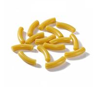 Lot de 10 perles en acrylique de 10 x 33 mm, tube incurvé multicolore, perles d'espacement amples pour colliers, bracelets, accessoires de fabrication de bijoux à faire soi-même, jaune