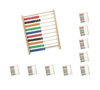 Lot de 10 perles en bois multicolores avec cadre en boulier, motricité fine avec 100 perles pour enfants