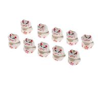 Lot de 10 perles en céramique motif chat porte-bonheur Maneki Neko 12 x 14 mm