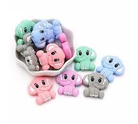 Lot de 10 perles en silicone en forme d'animal - Mini ours, éléphant, koala, panda - Perles d'espacement en vrac - Perles d'espacement en vrac pour la fabrication de colliers, bracelets, porte-clés