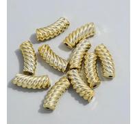 Lot de 10 perles en tube incurvé torsadé en acrylique de 12 mm pour fabrication de bracelets, colliers, boucles d'oreilles, accessoires de bijoux DIY, couleur or, 12 mm