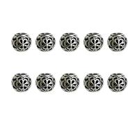 Lot de 10 perles intercalaires rondes de style européen avec grand trou de 9 mm - Accessoire de bijoux pour création de bracelets et colliers - Perles tibétaines