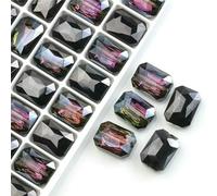 Lot de 10 perles rectangulaires en verre de 13 x 18 mm, longues et carrées, en pierre naturelle, à facettes, pour bijoux, colliers, pendentifs, accessoires (noir et violet), 13 x 18 mm