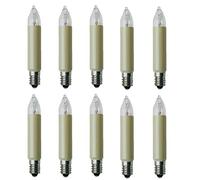Lot de 10 petites bougies de rechange 23 V 3 W E10 pour guirlande lumineuse intérieure et extérieure Blanc chaud Tige ivoire Culot E10 23 V 3 W Diamètre 11 mm Longueur 65