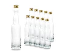 Lot de 10 petites bouteilles en verre 100 ml avec bouchon à vis PP22 doré - Petites bouteilles vides à remplir, par exemple petites bouteilles de vin, petites bouteilles d'alcool 100 ml, bouteilles de