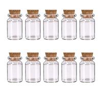 Lot de 10 petites bouteilles en verre avec couvercles en liège, mini bouteilles en verre avec bouchons vides, petits flacons de message, décoration, fête de mariage