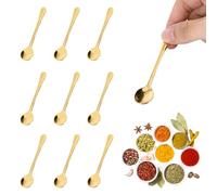 Lot de 10 petites cuillères en acier inoxydable pour pots à épices, cuillères à expresso dorées, 7,5 x 1,5 cm, cuillères à café sucrées pour café, miel, sel, sucre et épices
