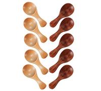 Lot de 10 petites cuillères en bois pour assaisonnement, sucre, sel, café, thé, moutarde, crème glacée