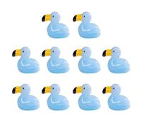 Lot de 10 petites figurines de canard flamant rose en résine colorée - Décoration d'aquarium et ornements