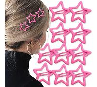 Lot de 10 petites pinces à cheveux en forme d'étoile rose pour filles - Accessoires à cheveux Kawaii pour femme - Y2K - Barrettes à cheveux antidérapantes en forme d'étoile en métal - Accessoires Y2K