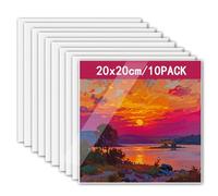 Lot de 10 petites toiles à peindre - 20 x 20 cm - Pour peintures acryliques - Carton de 3 mm d'épaisseur pour artistes, amateurs, débutants, enfants - Pour acrylique, aquarelle, peinture à l'huile