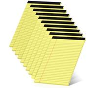 Lot de 10 petits blocs-notes jaunes de 12,7 x 20,3 cm pour le travail, l'université, le bureau avec fond d'étude, 30 feuilles par bloc, 12,7 x 20,3 cm