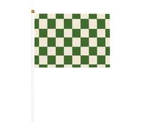 Lot de 10 petits drapeaux à carreaux minimalistes à carreaux verts et ivoires, mini drapeaux sur bâton pour fête, activités d'équipe, défilés, décoration de vacances