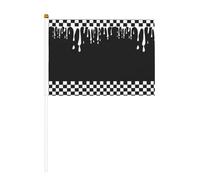 Lot de 10 petits drapeaux à carreaux noirs et blancs qui coulent à la main, mini drapeaux sur bâton pour fête, activités d'équipe, défilés, décoration de vacances