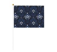 Lot de 10 petits drapeaux à main à fleurs bleu marine, mini drapeaux sur bâton pour fête, activités d'équipe, défilés, décoration de vacances