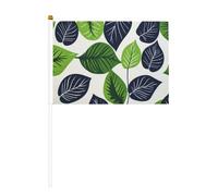 Lot de 10 petits drapeaux à main à motif rétro vert forêt, bleu marine, mini drapeaux sur bâton pour fête, activités d'équipe, défilés, décoration de vacances