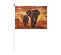 Lot de 10 petits drapeaux à main avec 2 grands éléphants, paysage africain, mini drapeaux sur bâton pour fête, activités d'équipe, défilés, décoration de vacances