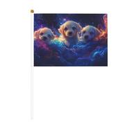 Lot de 10 petits drapeaux à main avec 3 chiots magiques, couleurs fluo, mini drapeaux sur bâton pour fête, activités d'équipe, défilés, décoration de vacances