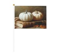 Lot de 10 petits drapeaux à main avec citrouilles avec livre vintage - Mini drapeaux sur bâton pour fête, activités d'équipe, défilés, décoration de vacances