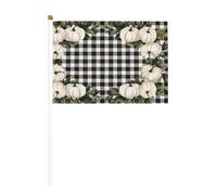 Lot de 10 petits drapeaux à main avec citrouilles blanches, feuilles vertes, mini drapeaux sur bâton pour fête, activités d'équipe, défilés, décoration de vacances