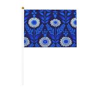 Lot de 10 petits drapeaux à main bleus à motif d'art folklorique scandinave, mini drapeaux sur bâton pour fête, activités d'équipe, défilés, décoration de vacances