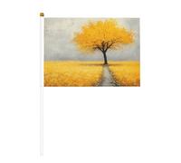 Lot de 10 petits drapeaux à main en forme d'arbre doré dans un champ de blé, mini drapeaux sur bâton pour fête, activités d'équipe, défilés, décoration de vacances