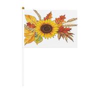 Lot de 10 petits drapeaux à main en forme de tournesol blé et feuilles d'automne sur bâton pour fête, activités d'équipe, défilés, décoration de vacances