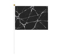 Lot de 10 petits drapeaux à main en marbre noir comme des toiles d'araignée, mini drapeaux sur bâton pour fête, activités d'équipe, défilés, décoration de vacances