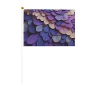 Lot de 10 petits drapeaux à main en plumes de hibou violettes et lavandes, mini drapeaux sur bâton pour fête, activités d'équipe, défilés, décoration de vacances