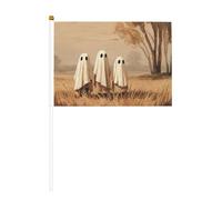 Lot de 10 petits drapeaux à main Famille de trois fantômes sur bâton pour fête, activités d'équipe, défilés, décoration de vacances