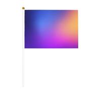 Lot de 10 petits drapeaux à main minimalistes de couleur dégradée bleu, violet, jaune, mini drapeaux sur bâton pour fête, activités d'équipe, défilés, décoration de vacances