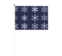 Lot de 10 petits drapeaux à main minimalistes en forme de flocons de neige bleu marine sur bâton pour fête, activités d'équipe, défilés, décoration de vacances