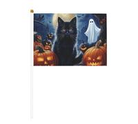 Lot de 10 petits drapeaux à main pour Halloween, citrouilles, fantômes, chats, noirs, mini drapeaux sur bâton pour fête, activités d'équipe, défilés, décoration de vacances