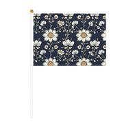 Lot de 10 petits drapeaux à main traditionnels indiens à motif floral bleu marine, mini drapeaux sur bâton pour fête, activités d'équipe, défilés, décoration de vacances