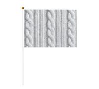 Lot de 10 petits drapeaux à rayures en tissu tricoté blanc sur bâton pour fête, activités d'équipe, défilés, décoration de vacances