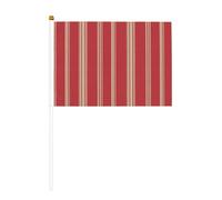 Lot de 10 petits drapeaux à rayures rouges sur bâton pour les fêtes, les activités d'équipe, les défilés, la décoration de vacances