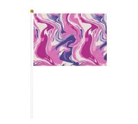 Lot de 10 petits drapeaux abstraits rose et violet marbrés à main, mini drapeaux sur bâton pour fête, activités d'équipe, défilés, décoration de vacances