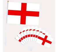 Lot de 10 Petits Drapeaux Angleterre, 21x14cm Petit Drapeau Angleterre avec Bâton en Plastique Mini Drapeau England pour Eurovision Bar Euro Compétition Sportive,Coupe du Monde football Fêtes Décor