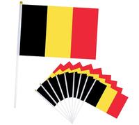 Lot de 10 Petits Drapeaux Belgique, 21x14cm Petit Drapeau Belgique avec Bâton en Plastique Mini Drapeau Belgium pour Eurovision Jardin Bar Euro Compétition Sportive,Coupe du Monde football Fêtes Décor