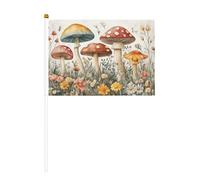 Lot de 10 petits drapeaux colorés en forme de champignons à main, mini drapeaux sur bâton pour fête, activités d'équipe, défilés, décoration de vacances