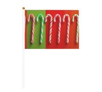 Lot de 10 petits drapeaux de Noël en forme de canne à sucre d'orge, mini drapeaux sur bâton pour fête, activités d'équipe, défilés, décoration de vacances